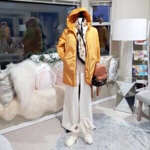 NWT Save The Duck marigold yellow gold mustard water repellent hooded jacket